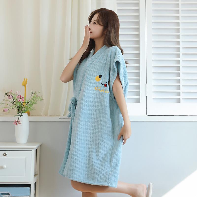 Women's Wearable Bathrobe: Soft, Absorbent, Thick, Long Sleeve, Tie-up; Perfect for Salon or Home.