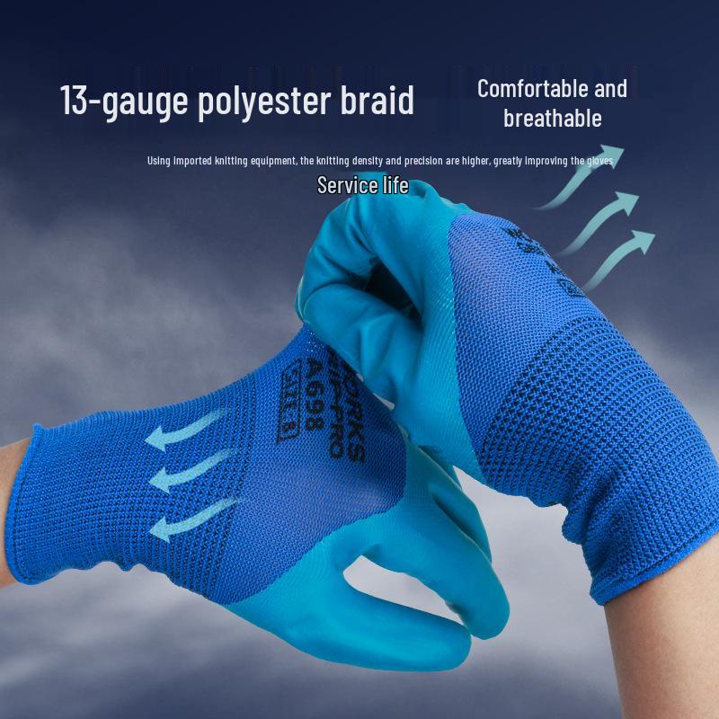 Strapazierfähige, rutschfeste, ölbeständige, latexbeschichtete Arbeitshandschuhe für Bau und Arbeitsschutz