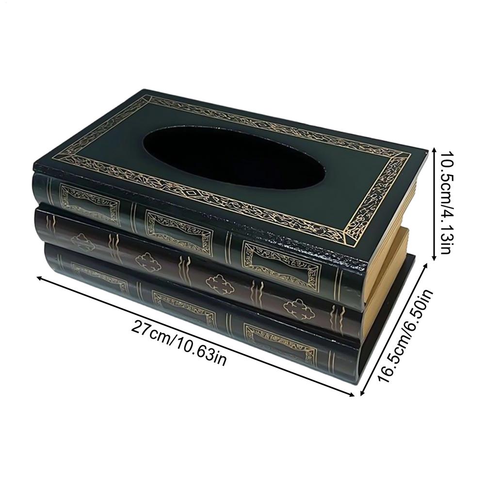 Book Tissue Box Cover Elegant Toilet Paper Organizer Retro Wood Tissue Box Cover for Bathroom Home Workplace Desk Kitchen Guest