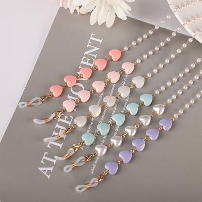 Colorful Sunglass Chain Reading Glasses Lanyard Strap with Heart Beads Anti-loss Chain for Glasses and Mask Holder