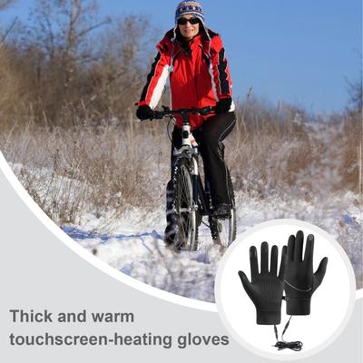 1 Paar USB-beheizte Handschuhe Fleecegefüttert Rutschfest Touchscreen Warm Kaltes Wetter Winter Outdoor Radfahren Herren Damen Elektrische Heizhandschuhe