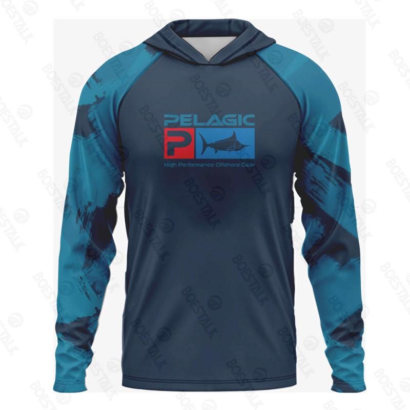 Mens Quick-Dry UV Protection Hooded Fishing Shirt Breathable Long Sleeve Outdoor Sportswear UPF 50