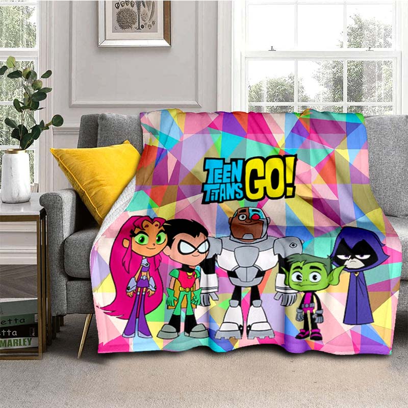 Teen Titans Go Character Blanket, Youth Throw for Home Decoration, Exclusive Gift for Modern Cartoon Fans.chl