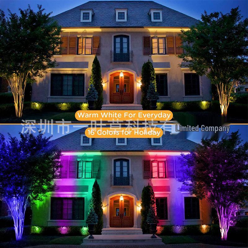 RGBW Outdoor Landscape Light: Remote-Controlled, Color-Changing, Dimmable Spotlight for Trees, Garden Paths, and Lawn Ambiance