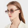 Fashionable 2Pcs/set Women Men Square Sunglasses Frameless Rectangular Sunglasses Gradient Sun Glasses Polygon Sunglasses
