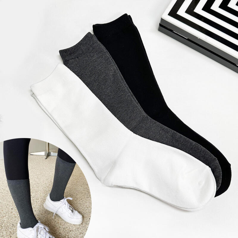 8 pairs of women s long socks with plain mid-calf socks 23-3 Charcoal 8