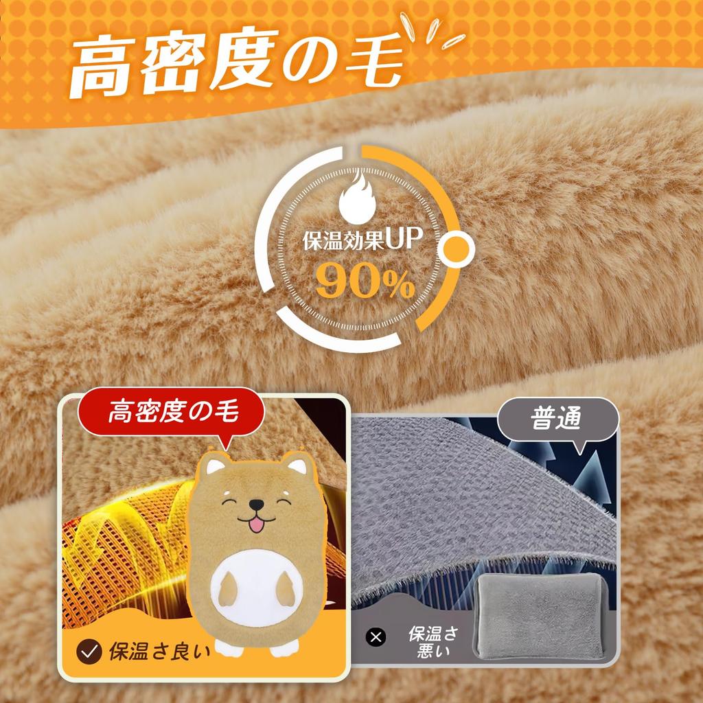 Rechargeable Hot Water Bottle with Heat Storage Function Keeps Warm for Overheat Fast Cold Weather Animal Fluffy No Hot Water Heats and PSE Perfect