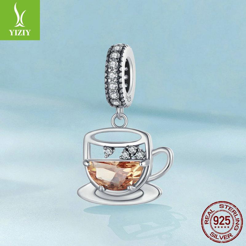 Hollow Fun Coffee Cup Diy Pendant Accessories, Personalized And Creative S925 Sterling Silver Bracelet Beaded