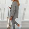Women Elegant Long Sleeve Blazer Sets Lapel Neck Blazer Coat & Drawstring Pants Set Two Piece Outfits for Women