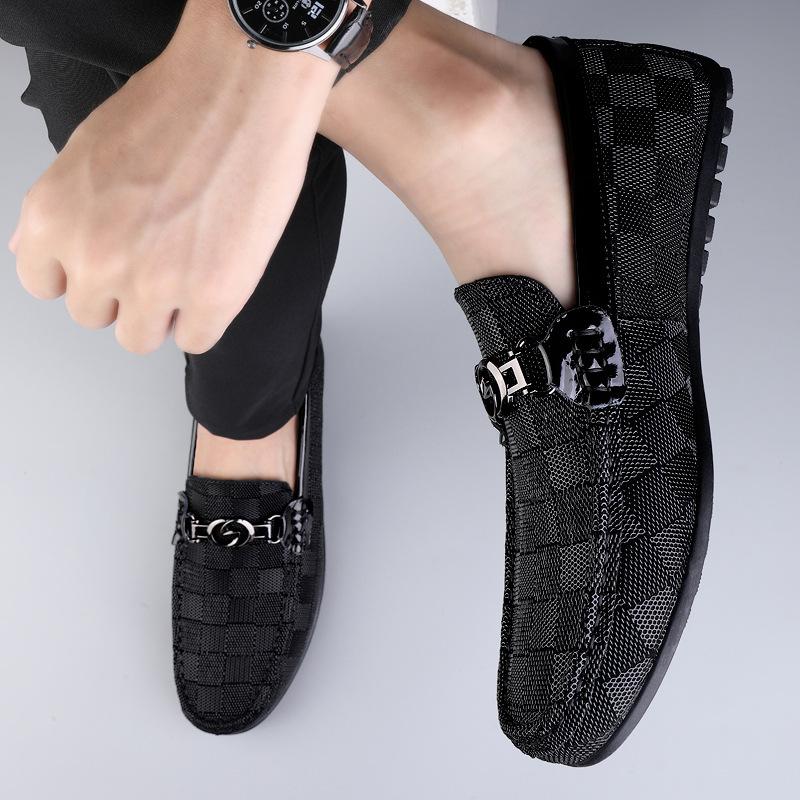 

Мужская обувь 2025 года, летние новые ленивые педали Doudou, модные туфли, мужские туфли в стиле джентльмена, удобные деловые кожаные туфли для банкета 38 чёрный