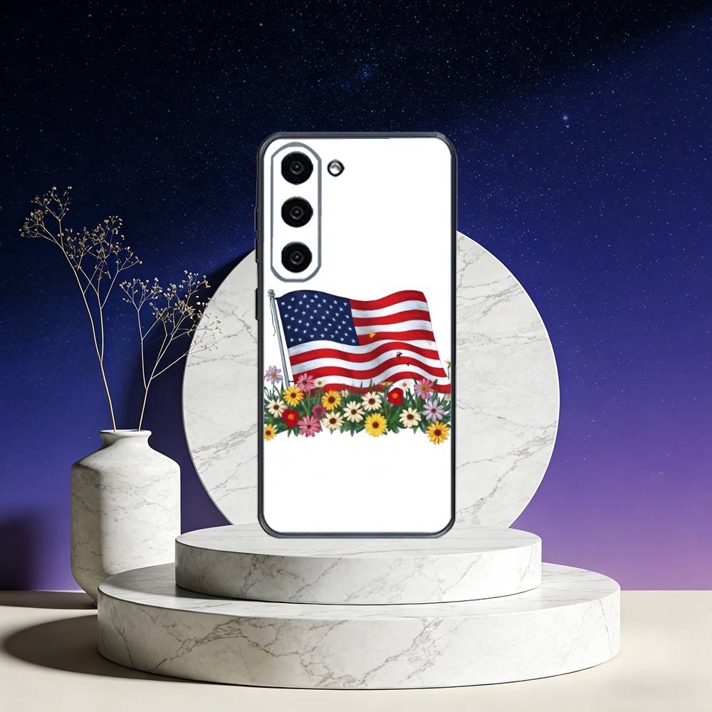 American Flag Phone Case Phone Case For Samsung Galaxy A73,A72,A71,A70,A53,A52,A51,Others Soft Black Cover