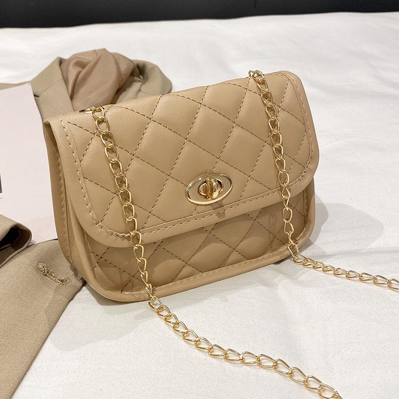 Stilvolle und elegante bestickte Rauten-Schultertasche für Damen, neue vielseitige Messenger-Kettenverschluss-Tasche