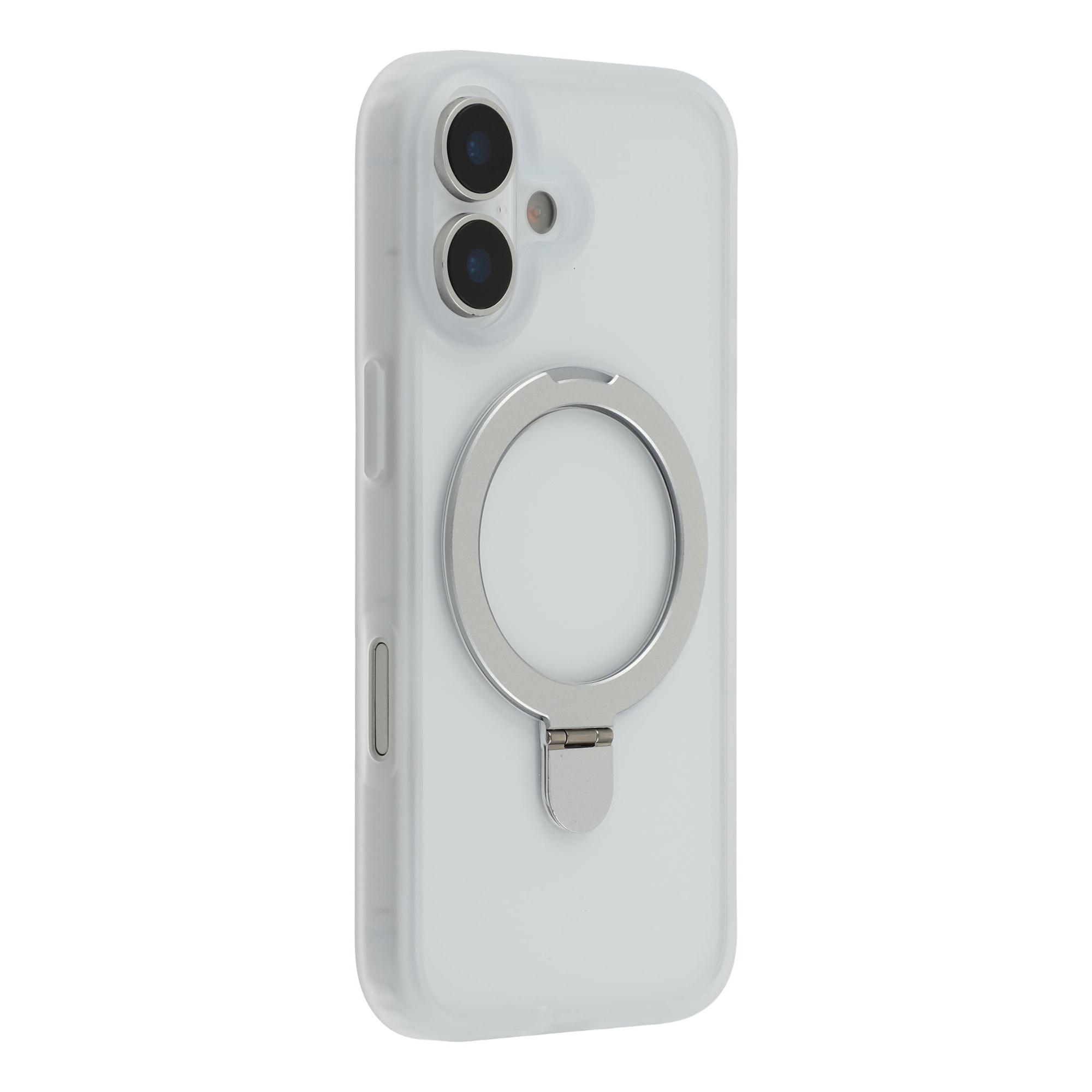 For iPhone 17 Case Ring Holder Kickstand PC + TPU Clear Back Phone Cover B