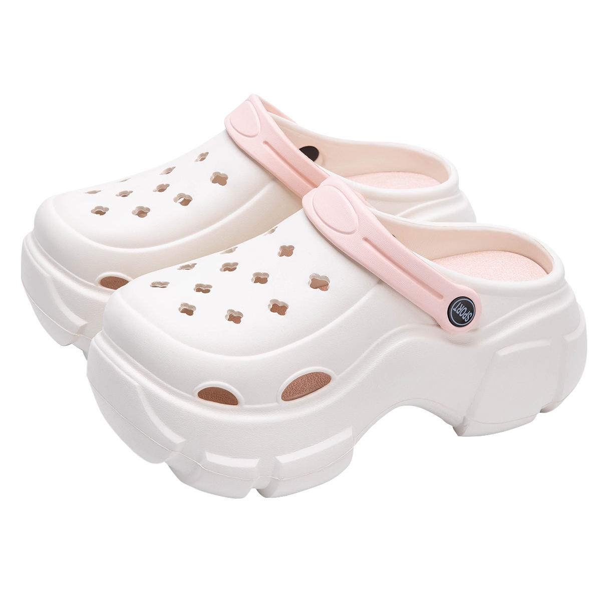 

Летние женские клоги, пляжные сандалии на толстой подошве из ЭВА, модные удобные клоги, обувь для дома и улицы, женская обувь с отверстиями 40-41 розовый