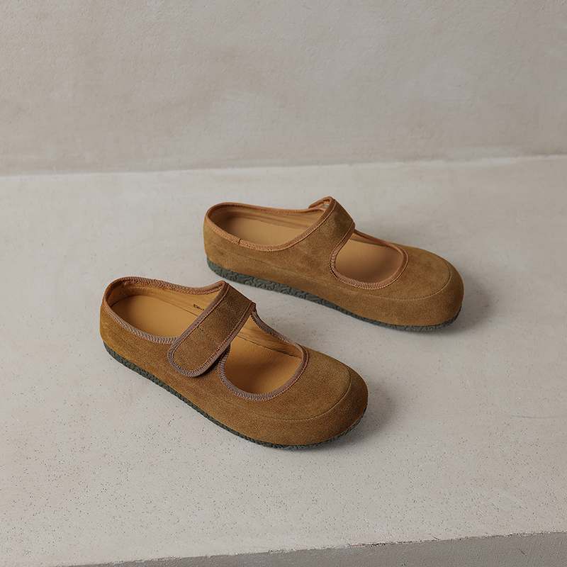 Krazing Pot Cow Suede Nubuck Spring Autumn Winter Flats Slip on Mules Women Keep Warm Fashion Girls Casual Shoes