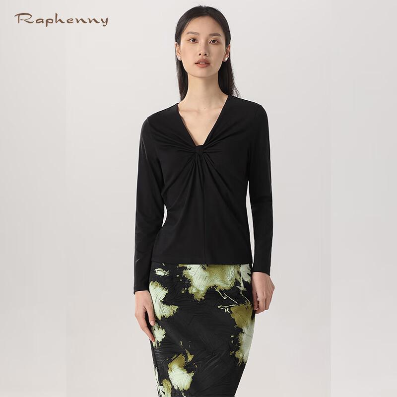 Raphenny Damen Französisches V-Ausschnitt Schlank geschnitten Langarm Strickoberteil