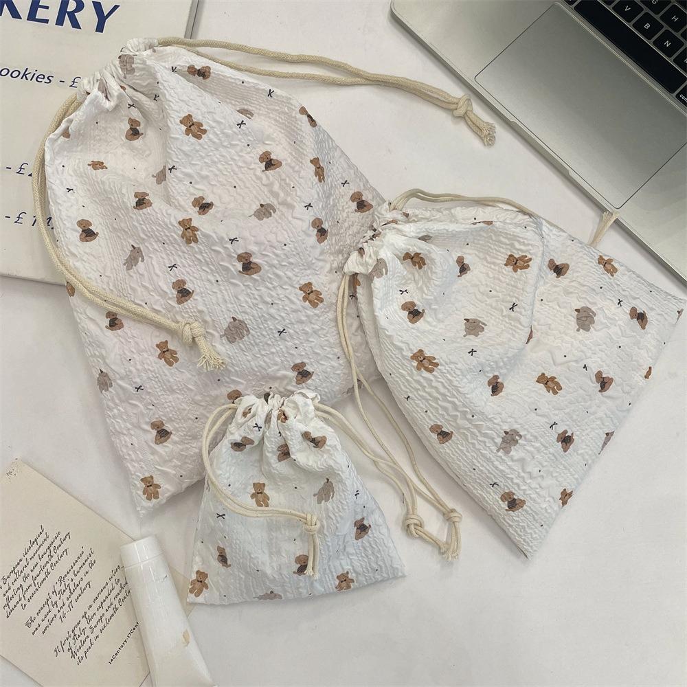 Cute Floral Women Makeup Bag Pouch Kawaii Portable Toiletries Cosmetics Storage Organizer Travel Cosmetic Bag Drawstring Case
