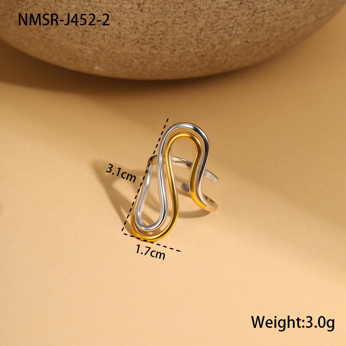 GEMCHIC Women s Stainless Steel 18K Gold Plated Geometric Vintage Ring - French Retro Style, Open Adjustable, Titanium Steel