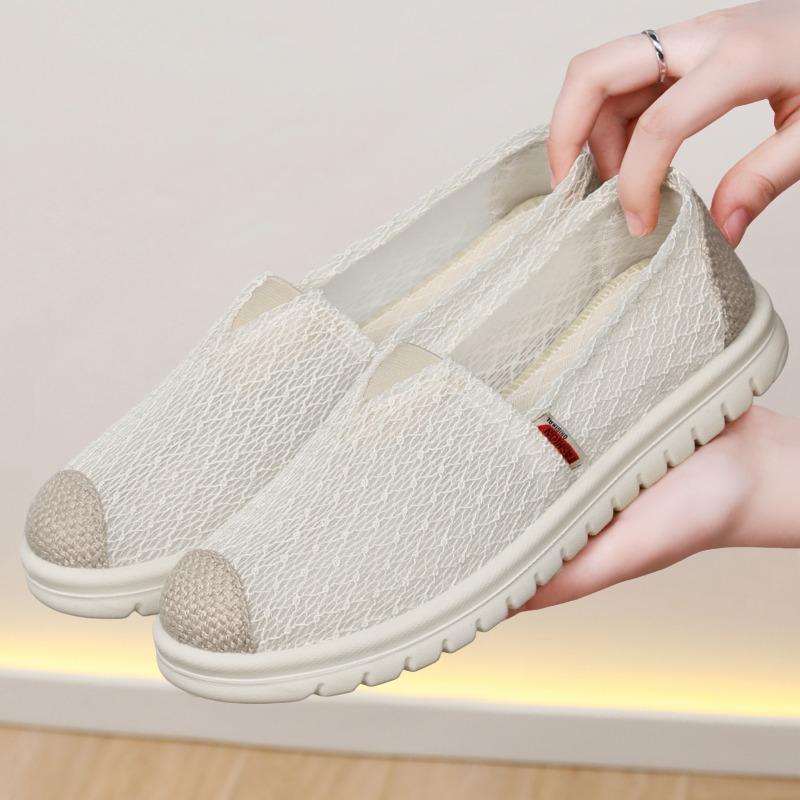 Shoes women's summer old Beijing cloth shoes mother shoes soft sole comfortable one pedal casual shoes mesh shoes breathable single shoes