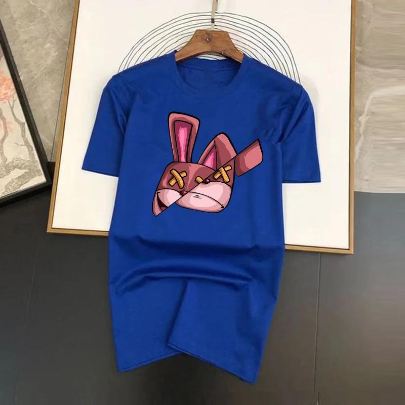 Medvilniniai marškinėliai Funky prekės ženklo zuikutis juokingi animaciniai filmai trumpomis rankovėmis vyriški asmenybės gatvės marškinėliai laisvi dideli marškinėliai kvėpuojantys minkšti