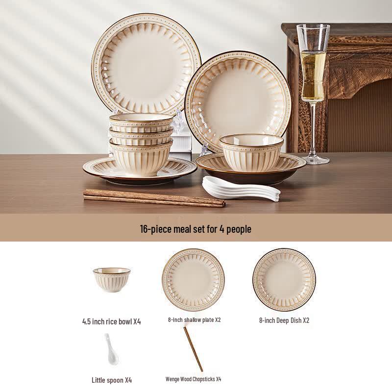 French Retro Ceramic Dinnerware Set