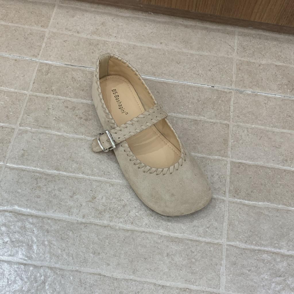 2025 round head Mary Jane shoes college style soft-soled ballet single shoes women's retro Mori late evening wind one-word buckle belt