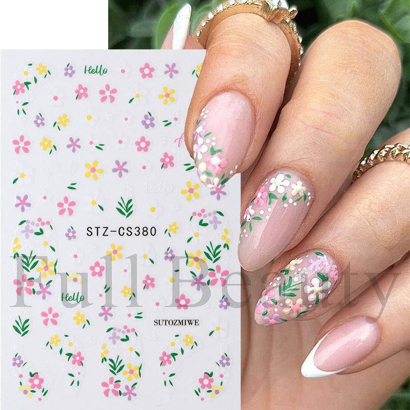 Nail Art Stickers Summer Small Fresh Rose Flowers Small Daisy Flowers Adhesive Nail Stickers