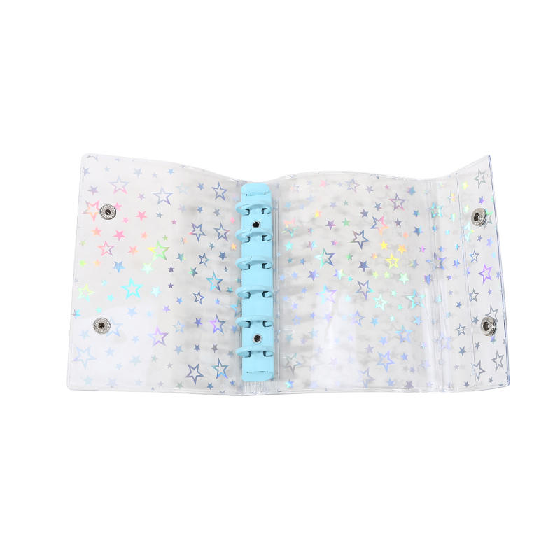 A7 Budget Binder Cover Clear Glitter PVC Binder Refillable Notebook for Photos Pictures Albums Organizer Planner Folder