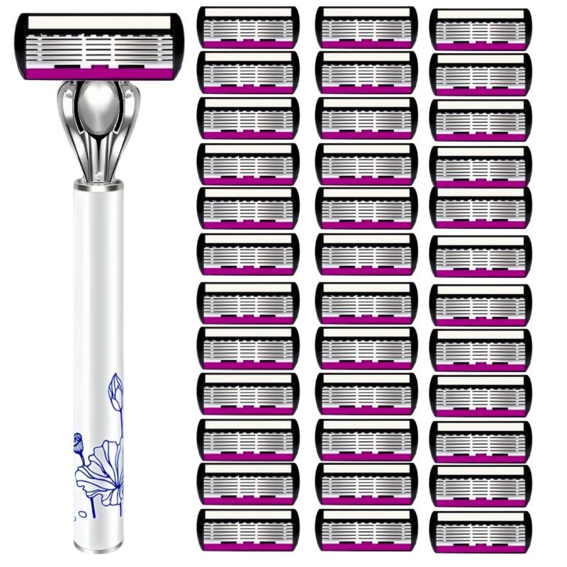 6-layer Razor Blade, Men's Stainless Steel Blade, Classic Water Washed Razor, Sharp Blade for Clean Shaving