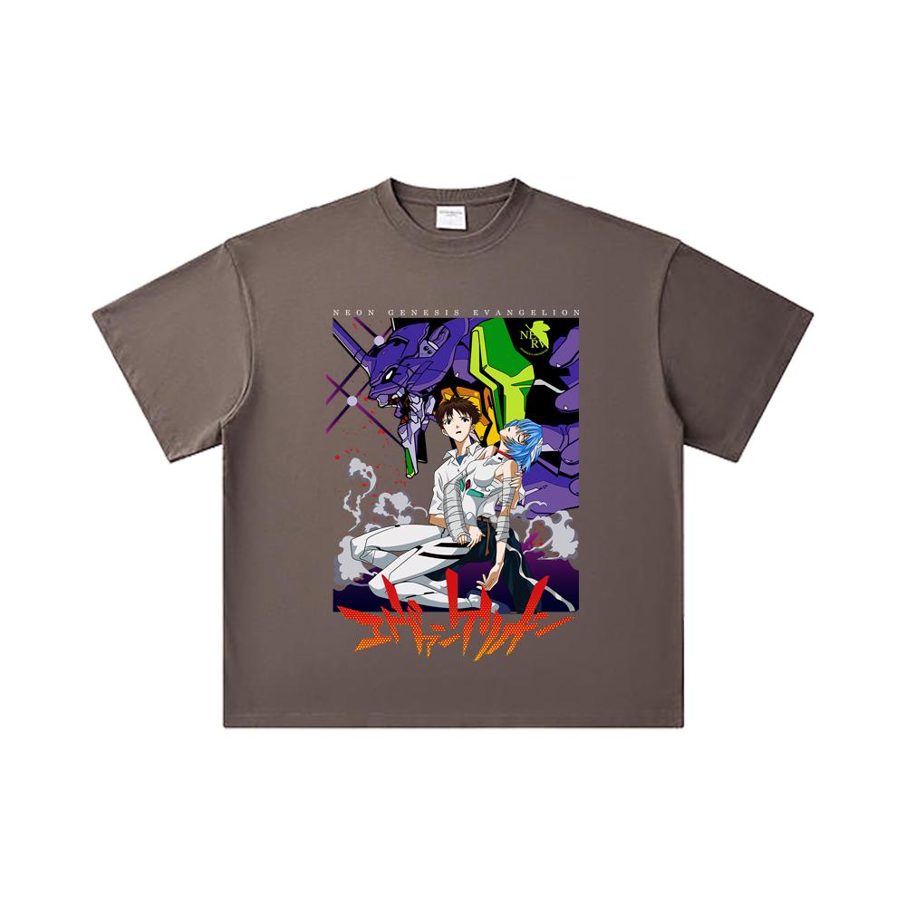 260 GSM Double Yarn 32 Count 100% Cotton Evangelion V1 Print Unisex Heavy Cotton T Shirt