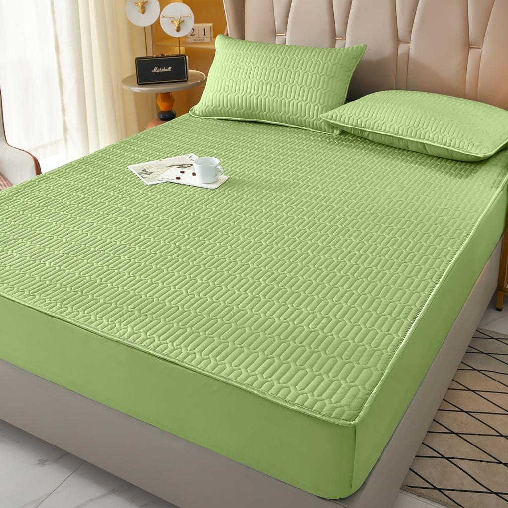 Waterproof Throw Mattress Cover Bed Fitted Sheet Solid Color Mattress Protector Single/Double/140/160 Muti Size Gray/White Decor