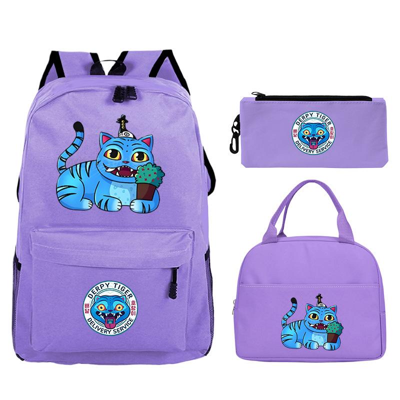 Demon Hunters Printed Children's Backpack Three-piece Campus Fashion Primary and Secondary School Students Large Capacity School Bag