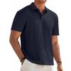 Men's Snake Bone Pattern Stretch Texture Polo Shirt, Summer Knit Jacquard Casual Short Sleeve Polo for Men