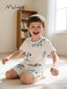 Malwee Boys' Summer Pajama Set - Cute Round Neck, Short Sleeve, Casual European and American Style