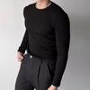 Spring Autumn Men Fitness Top Slim Fit Round Neck Stretchy Long Sleeves Solid Color Pullover Fitness Sport Top Winter Bottoming Clothes