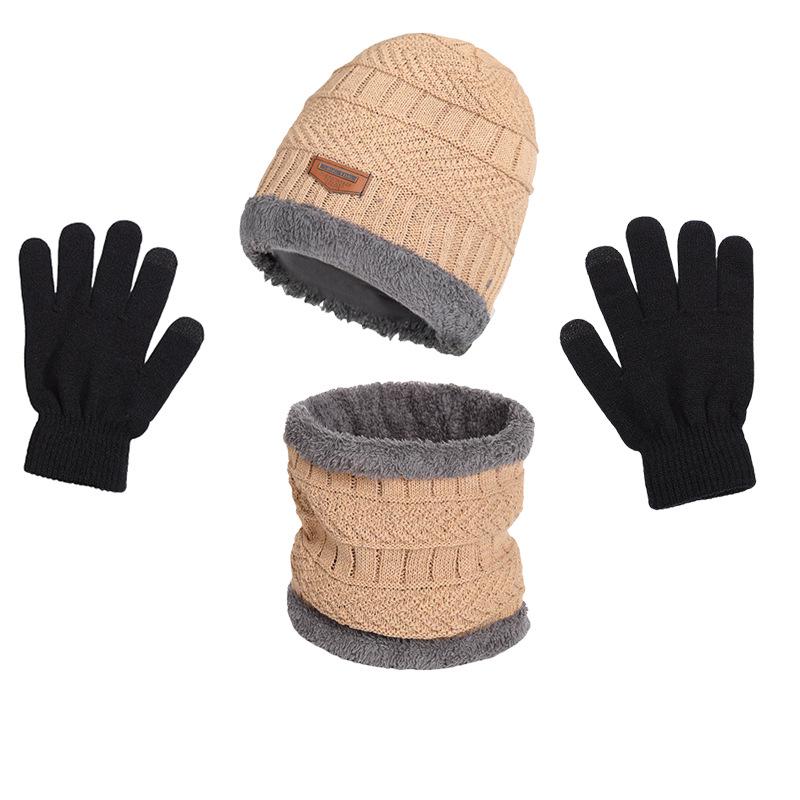 Unisex Winter Knitted Hat, Scarf, & Gloves Set - Fleece-Lined Wool