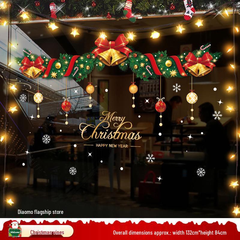 Santa Claus and Tree Window Cling Decorations for Christmas