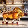 Bull Shaped Glass Decanter, Lead-Free Hand-Blown Whiskey Liquor Bottle, Bull Market Fortune Wine Decanter, Unique Home Bar Decor
