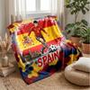 Spain Football Printed Flannel Blanket Skin Friendly Warm Decorative Throw for Indoor Couch Bed Daily Use