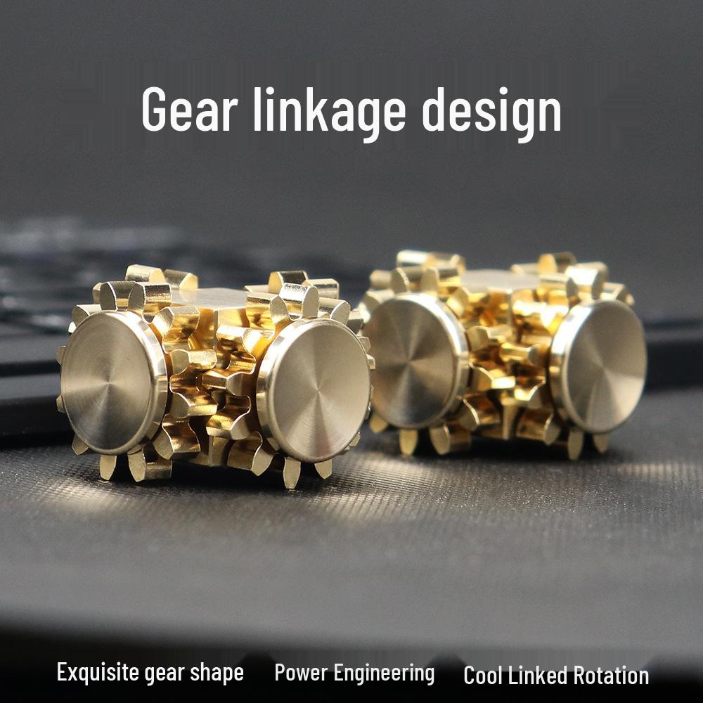 Nine-Tooth Pure Copper Metal Alloy Gear-Linked Fidget Spinner Ferris Wheel with 34-Gear Rubik's Cube Design