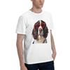 Perro Spaniel Inglés Springer con gafas de sol en forma de corazón Camiseta para Hombre Camisetas Oversize Hombres Cuello Redondo Camisetas de Algodón Corta