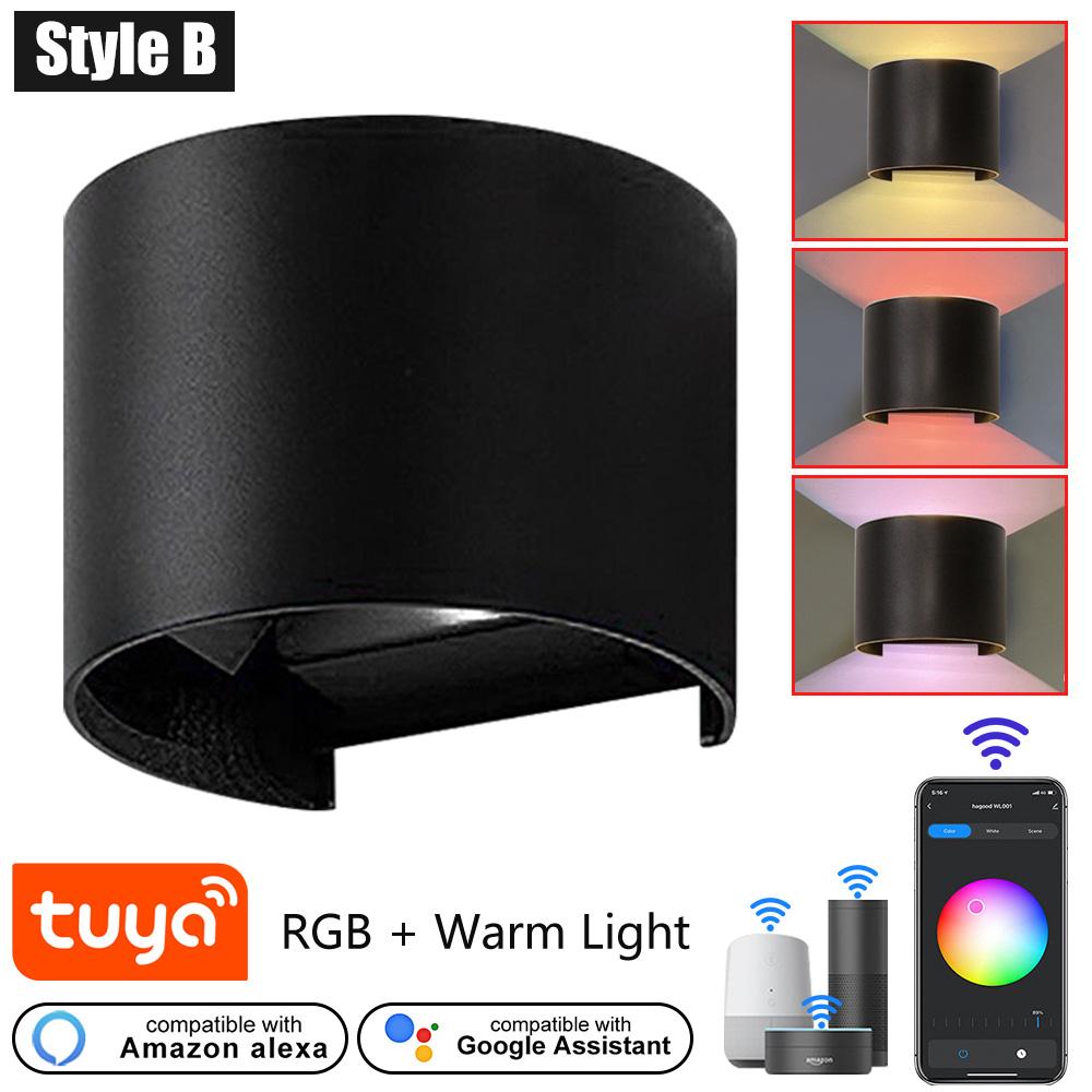 

WIFI Уличный светодиодный настенный светильник IP65 Водонепроницаемый APP RGB затемнение Двойной абажур Алюминиевый Акриловый Садовый Светильник Бра