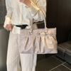 Korean Hot Girl Motorcycle Tote Bag Stylish Pleated Design Handbag Large Capacity Shoulder Bag Niche Versatile Crossbody Bag