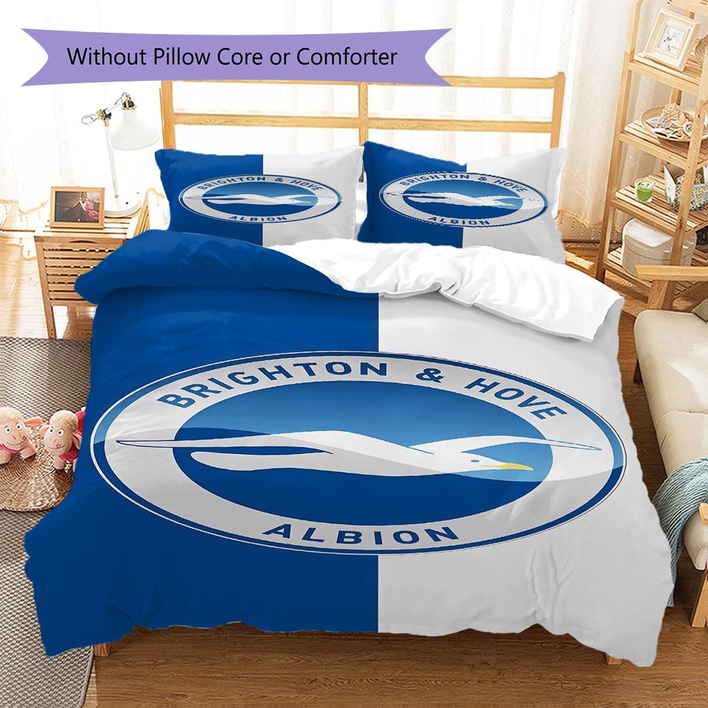 Brighton & Hove Albion Pattern Bedding,Quilt Set Quilt Cover Pillowcase Home Birthday Gift(1 * Duvet Cover + 2 * Pillowcase, Without Core)
