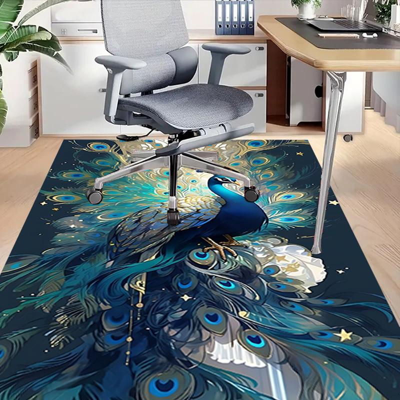 1pc Peacock Feathers Carpet Anti Slip Polyester Floor Mat for office.Bedroom