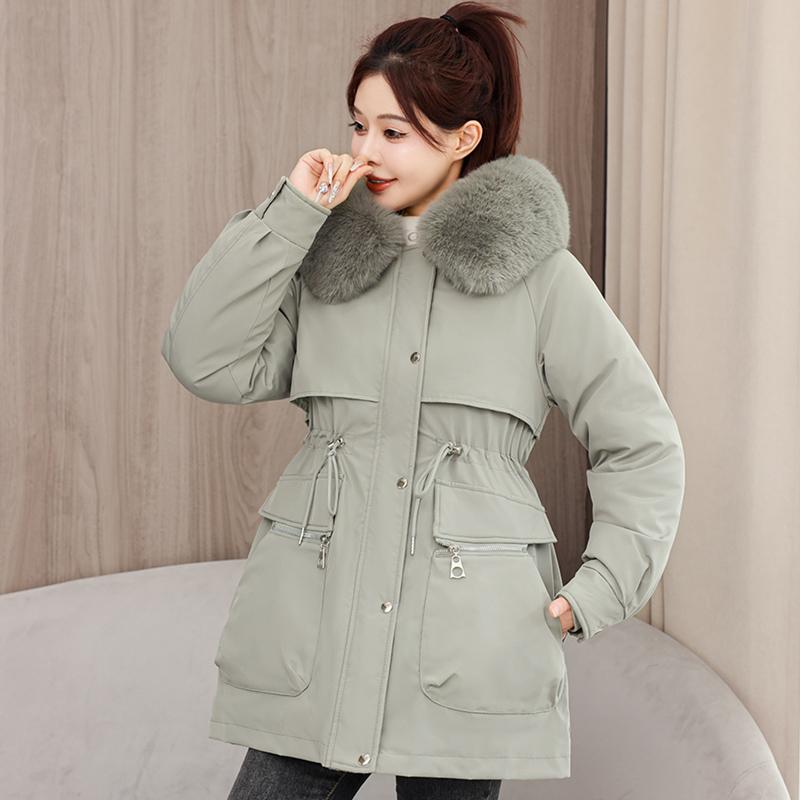 Autumn Winter Thicken Warm Parka Women Casual Sweety Solid Color Big Pocket Loose Hooded Coat Jackets Outwear