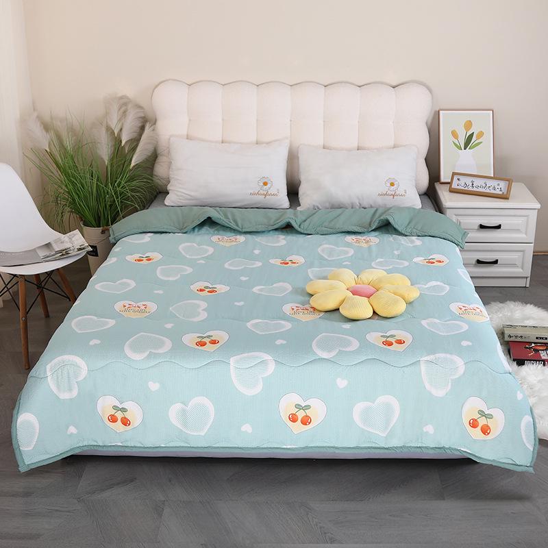 Skin-Friendly Cotton Quilt: Double-Sided, Washable Summer & Autumn Blanket