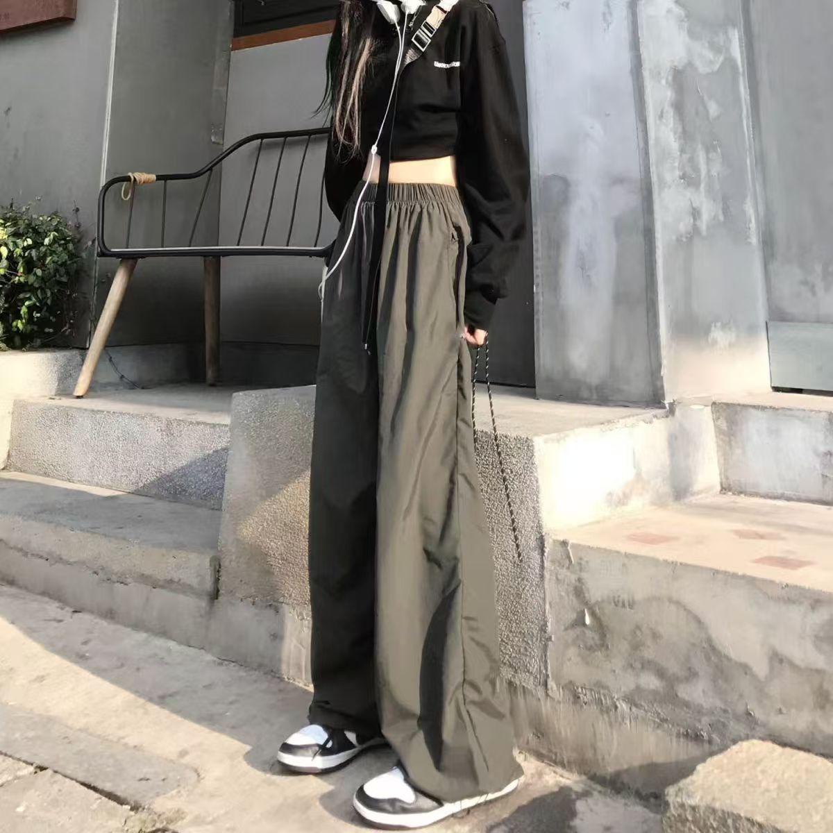 

American street overalls children s summer thin trendy ins high street straight thin casual pants XXL армія зелений колір