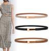 Slim Black Leather Belt Women Minimalist Vintage Style Adjustable Waistband Dresses Suits Jeans