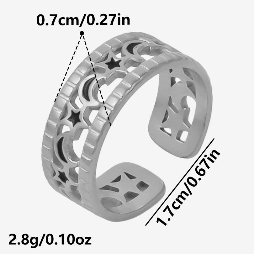 Different Style Silver Color Ring Black Oil Drop Open Adjustable Stainless Steel Rings For Women Men Accessories Enamel Jewelry